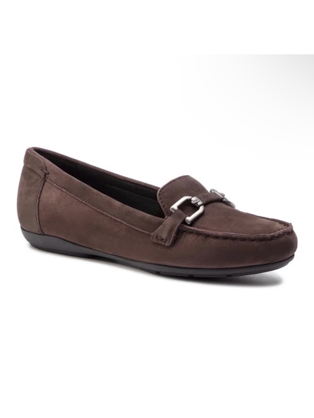 Geox Respira Coffee Brown Annytah Moccasin Shoes with Buckle Design Size 6 (36)